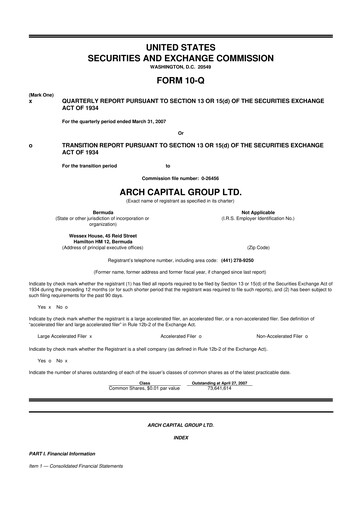Vorschaubild Arch Capital 10-Q Quartalsbericht  