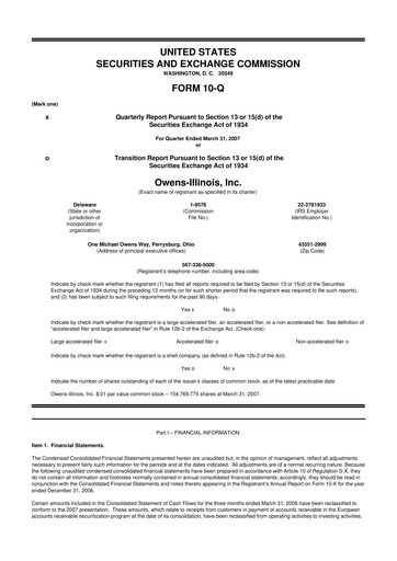 Thumbnail O-I Glass
 10-Q Quarterly Report FY 