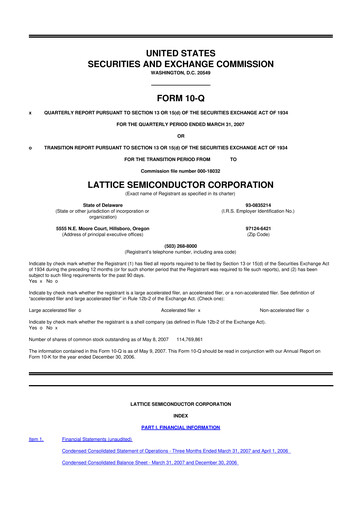 Vorschaubild Lattice Semiconductor 10-Q Quartalsbericht  