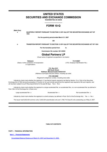 Thumbnail Global Partners LP 10-Q Quarterly Report FY 