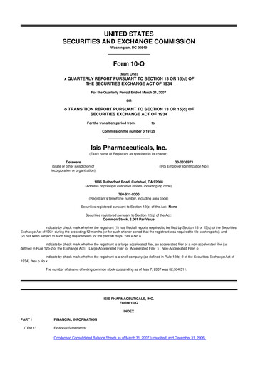 Vorschaubild Ionis Pharmaceuticals
 10-Q Quartalsbericht  