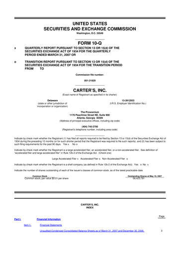 Vorschaubild Carter's 10-Q Quartalsbericht  