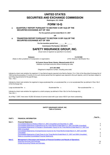 Miniature Safety Insurance
 10-Q Rapport trimestriel  
