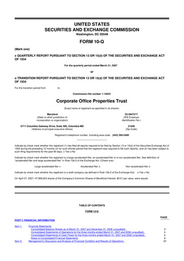 Thumbnail COPT Defense Properties 10-Q Quarterly Report FY 