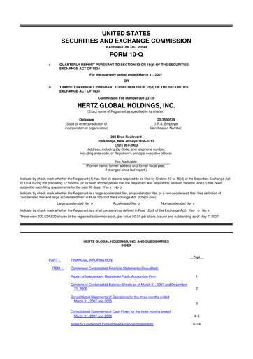 Thumbnail Herc Holdings
 10-Q Quarterly Report FY 