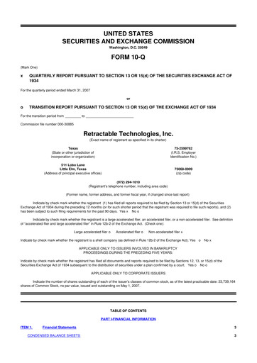 Thumbnail Retractable Technologies 10-Q Quarterly Report FY 