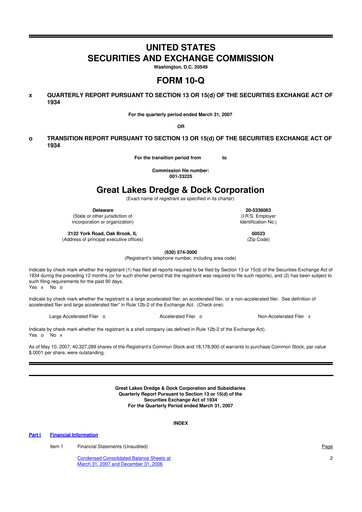 Thumbnail Great Lakes Dredge & Dock Corp. 10-Q Quarterly Report FY 