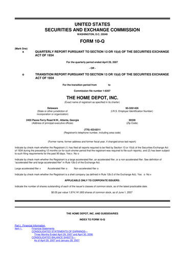 Vorschaubild Home Depot 10-Q Quartalsbericht  