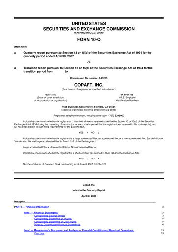 Miniature Copart
 10-Q Rapport trimestriel  