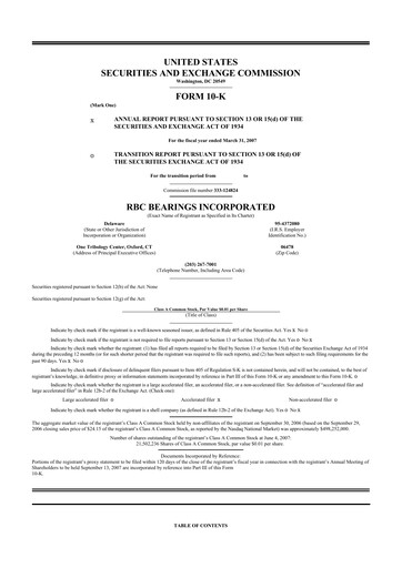 Thumbnail RBC Bearings 10-K Annual Report 