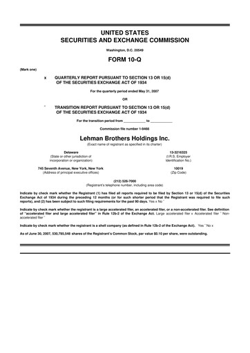 Thumbnail Lehman Brothers 10-Q Quarterly Report FY 