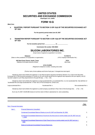 Thumbnail Silicon Labs
 10-Q Quarterly Report FY 