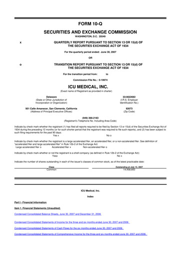 Thumbnail ICU Medical
 10-Q Quarterly Report FY 