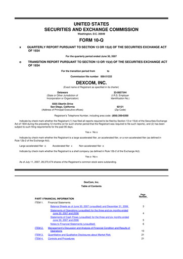 Miniature DexCom 10-Q Rapport trimestriel  