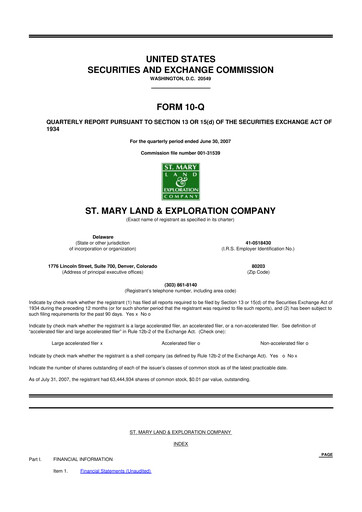 Miniature SM Energy
 10-Q Rapport trimestriel  