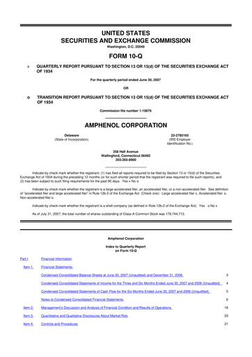 Thumbnail Amphenol 10-Q Quarterly Report FY 