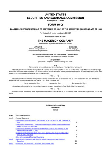 Thumbnail Macerich 10-Q Quarterly Report FY 