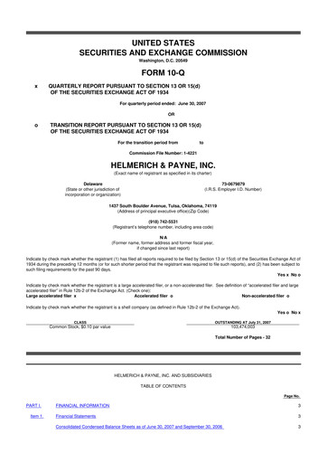 Thumbnail Helmerich & Payne

 10-Q Quarterly Report FY 