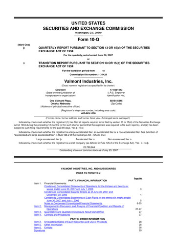 Thumbnail Valmont Industries
 10-Q Quarterly Report FY 
