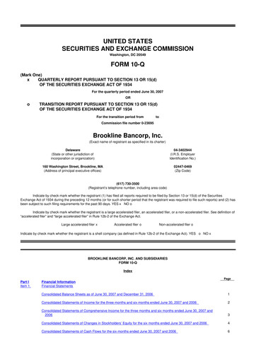 Thumbnail Brookline Bancorp 10-Q Quarterly Report FY 