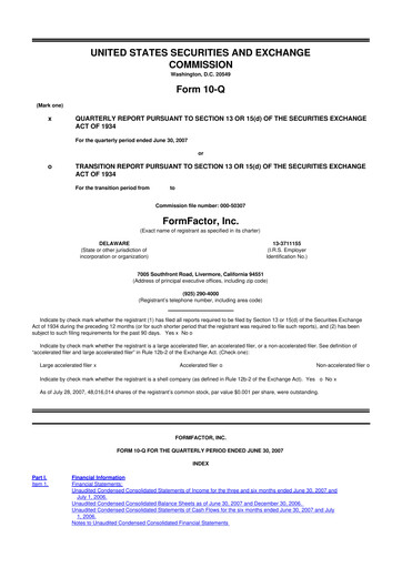 Thumbnail FormFactor 10-Q Quarterly Report FY 