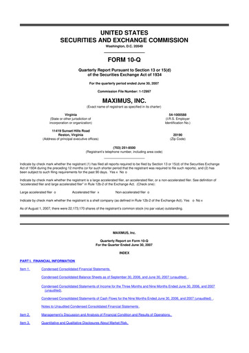 Thumbnail Maximus 10-Q Quarterly Report FY 