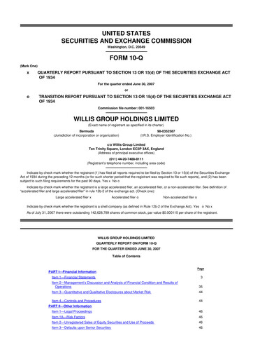 Thumbnail Willis Towers Watson  10-Q Quarterly Report FY 