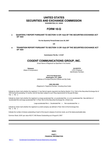 Thumbnail Cogent Communications
 10-Q Quarterly Report FY 