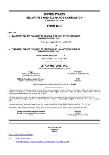 Vorschaubild Lithia Motors 10-Q Quartalsbericht  