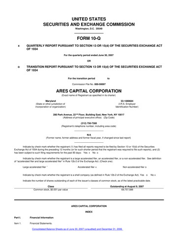 Thumbnail Ares Capital
 10-Q Quarterly Report FY 