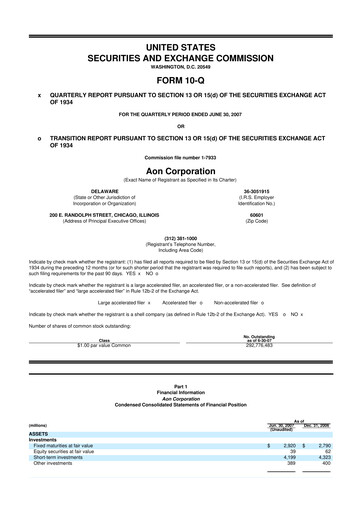 Vorschaubild Aon 10-Q Quartalsbericht  
