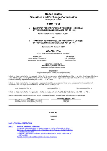 Thumbnail Gaia 10-Q Quarterly Report FY 