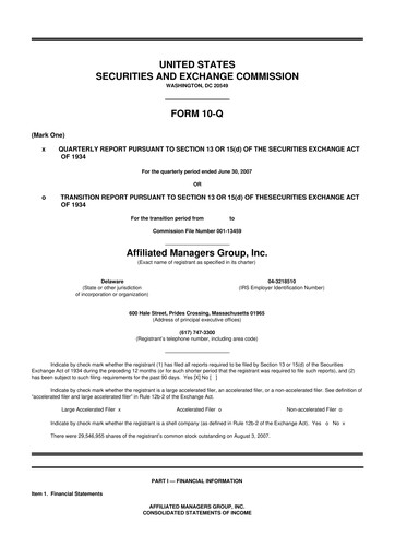 Miniature Affiliated Managers Group 10-Q Rapport trimestriel  