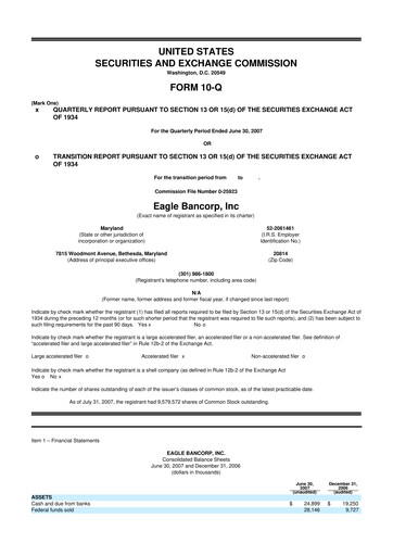Thumbnail Eagle Bancorp 10-Q Quarterly Report FY 