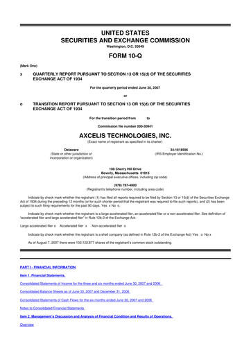 Thumbnail Axcelis Technologies
 10-Q Quarterly Report FY 