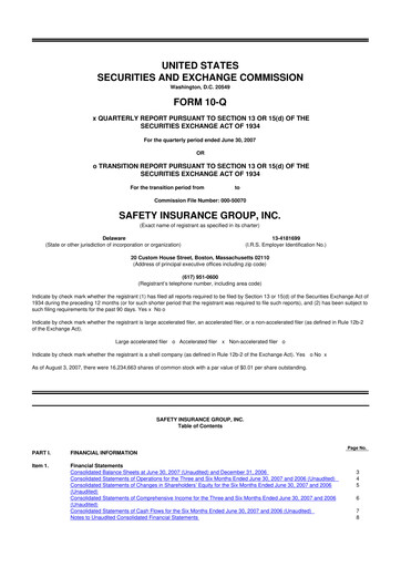 Miniature Safety Insurance
 10-Q Rapport trimestriel  