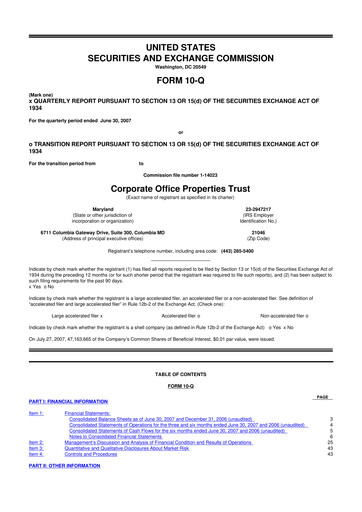 Thumbnail COPT Defense Properties 10-Q Quarterly Report FY 