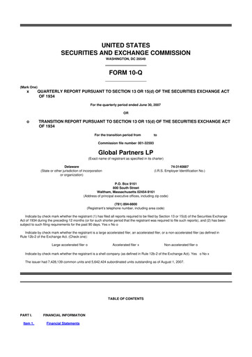 Thumbnail Global Partners LP 10-Q Quarterly Report FY 