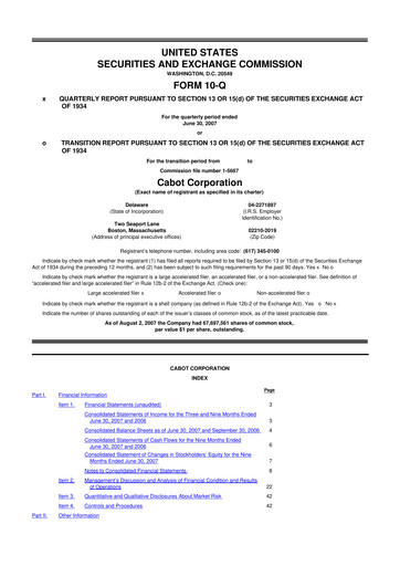 Thumbnail Cabot Corporation
 10-Q Quarterly Report FY 