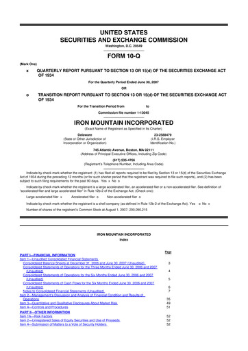 Thumbnail Iron Mountain 10-Q Quarterly Report FY 