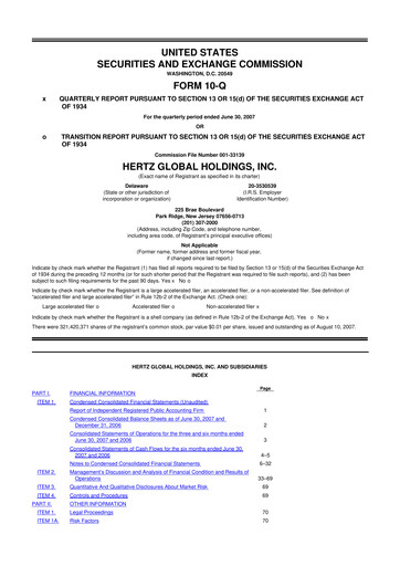 Thumbnail Herc Holdings
 10-Q Quarterly Report FY 