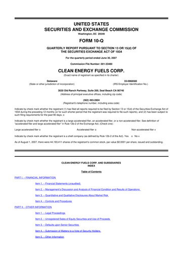 Thumbnail Clean Energy Fuels 10-Q Quarterly Report FY 