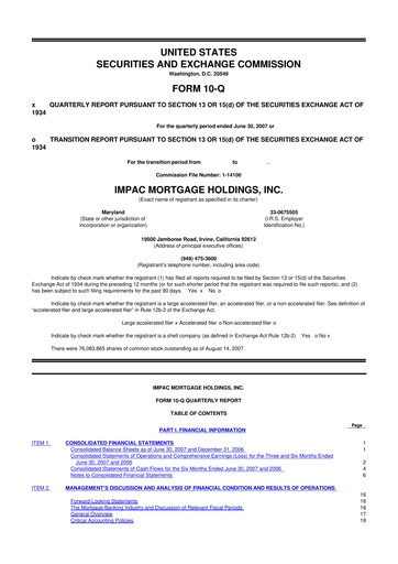 Thumbnail Impac Mortgage Holdings 10-Q Quarterly Report FY 