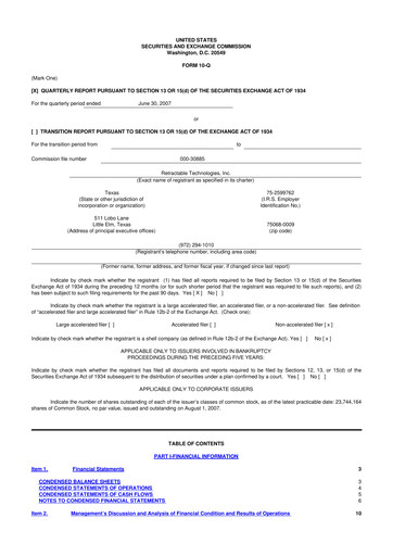 Thumbnail Retractable Technologies 10-Q Quarterly Report FY 