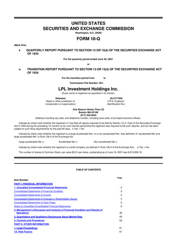 Vorschaubild LPL Financial
 10-Q Quartalsbericht  