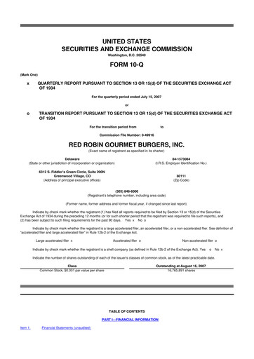 Thumbnail Red Robin
 10-Q Quarterly Report FY 