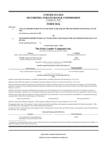 Thumbnail Estee Lauder 10-K Annual Report 