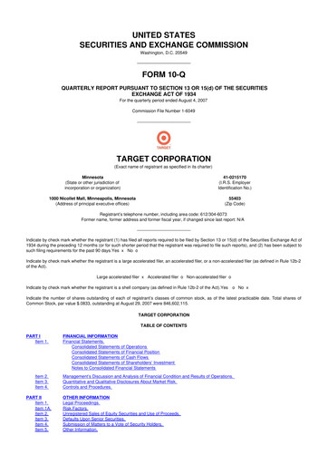 Miniature Target 10-Q Rapport trimestriel  