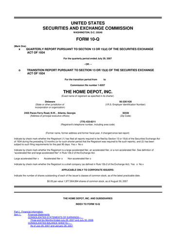 Vorschaubild Home Depot 10-Q Quartalsbericht  