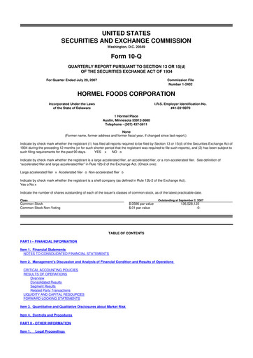 Thumbnail Hormel Foods 10-Q Quarterly Report FY 